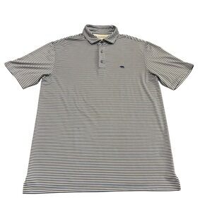 Onward Reserve Mens Navy White Striped Performance Polo Shirt Size M Bear Logo